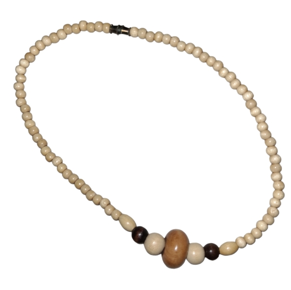 Childs Size 12" Boho Wooden Bead Necklace Lot 1 - Picture 3 of 3